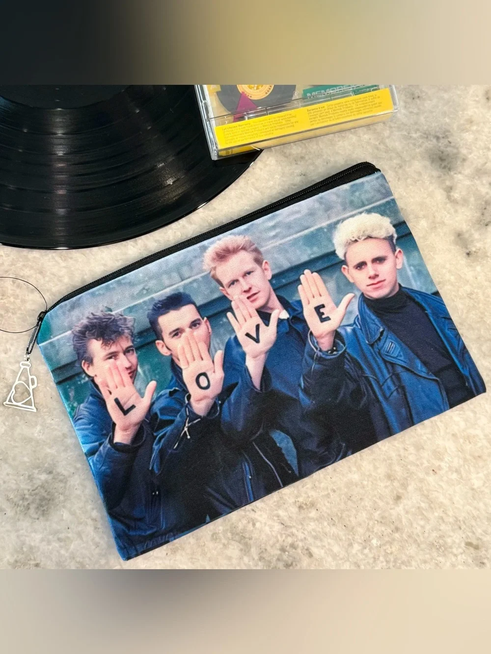 New Depeche Mode Strangelove Retro 80s Style Zippered Makeup Bag w/ Charm 8.5x6”